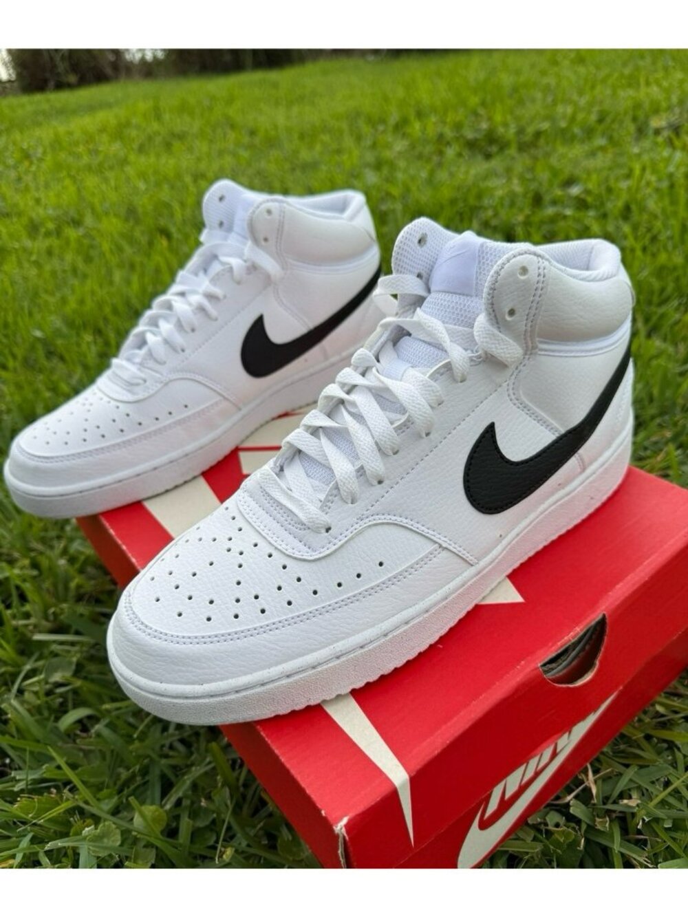 9.5 MEN'S NIKE COURT VISION MID NN WHITE BLACK DN3577-101 SNEAKERS SPORTSWEAR